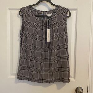 Calvin Klein blouse, Brand New with Tags - black and white houndstooth, size XL